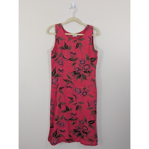 Habitat Clothes To Live In Linen Dress Sleeveless Pink Tank Floral Sz XS - Picture 1 of 8